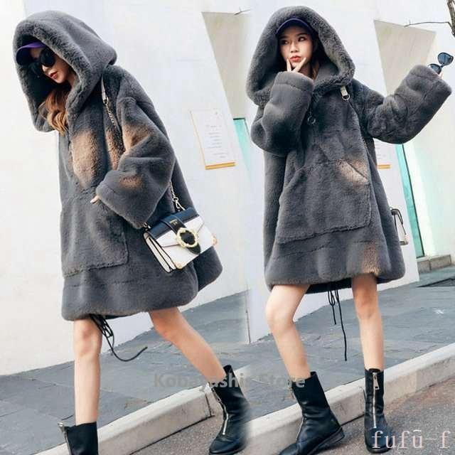 売り尽 フード付き毛皮コートレディース冬アウター代30代ファーコートカジュアルロングコートパーカーファー毛皮フェイクファーコート 驚きの値段 Www Valdebro Es