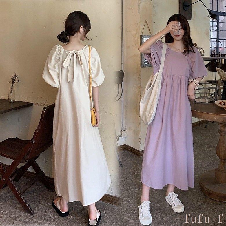 宅配 ワンピースレディース40代ロングワンピースキレイめ夏半袖ワンピースひざ下aライン体型カバー韓国風30代