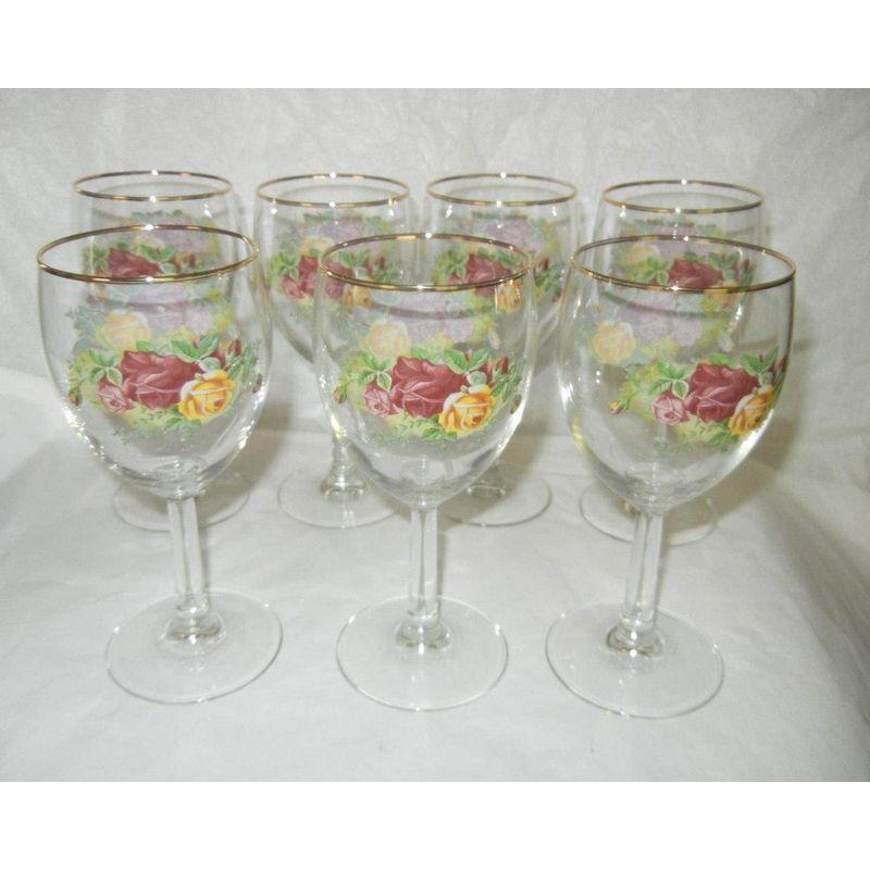 ロイヤルアルバート古い郡(ローズゴールドトリムゴブレットワイングラス( Set Of 4?) 食器、グラス、カトラリー 