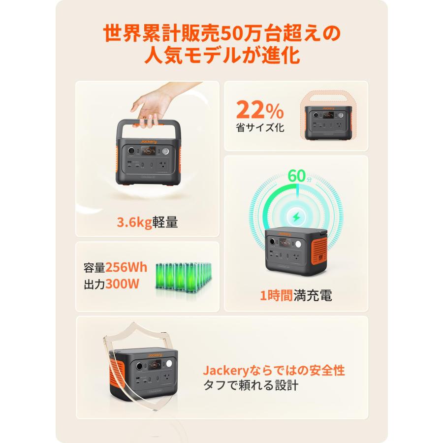 Jackery (ジャクリ) ポータブル電源 240 New 256Wh リン酸鉄 長寿命