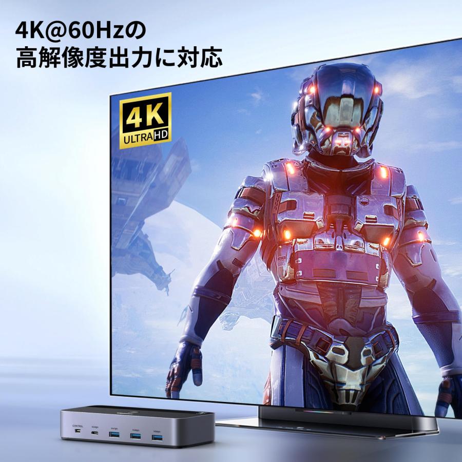 UGREEN HDMI KVM切替器 4K@60Hz 2モニタ2コンピュータ、2入力2出力