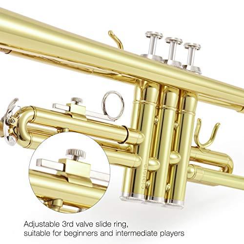 Eastar ゴールドトランペット本体 付属品付き Eastar トランペット Bb調 Trumpet 初心者 清潔アクセサリー付