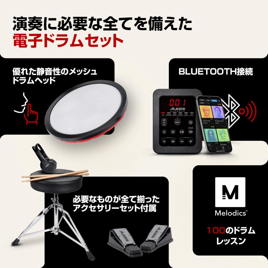 Alesis Turbo Max 電子ドラムセット 静音性の高い8インチ・メッシュ