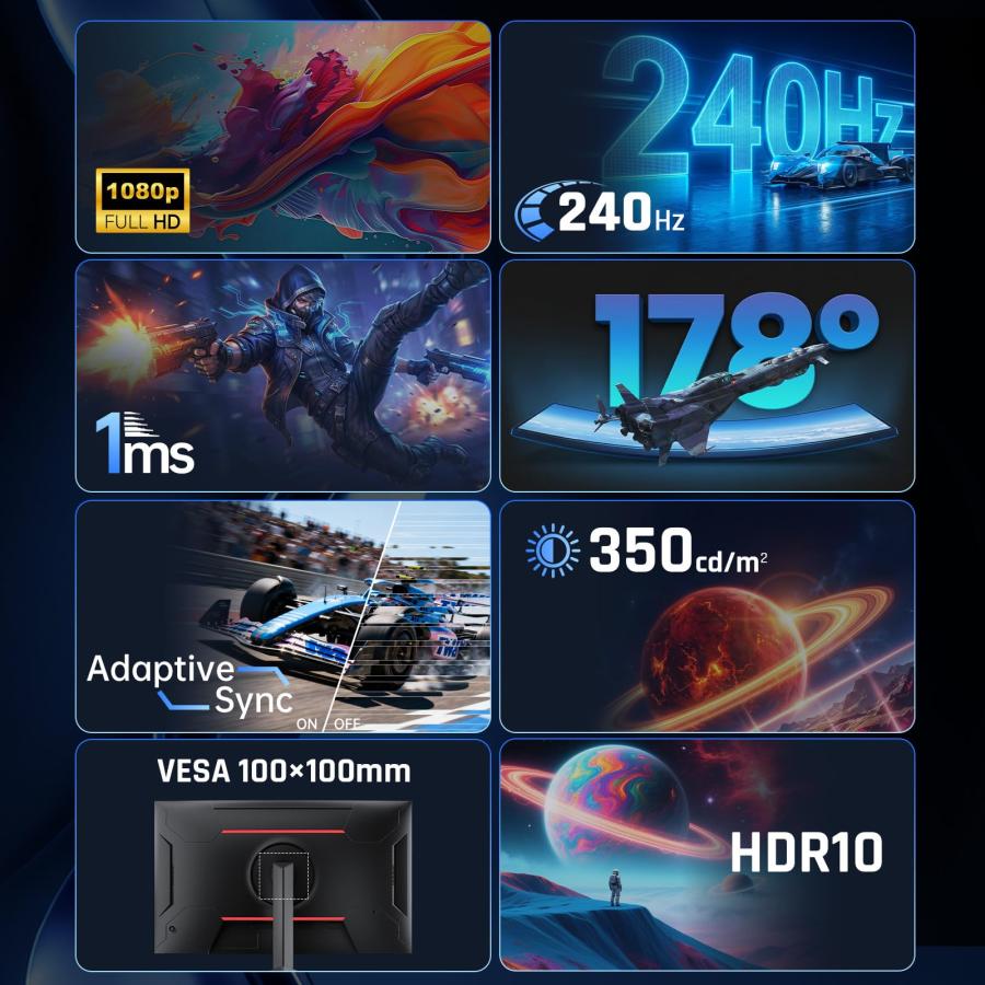 KTC 32インチ 湾曲ゲーミングモニター 240Hz 1ms(MPRT) FHD 1080P 曲面