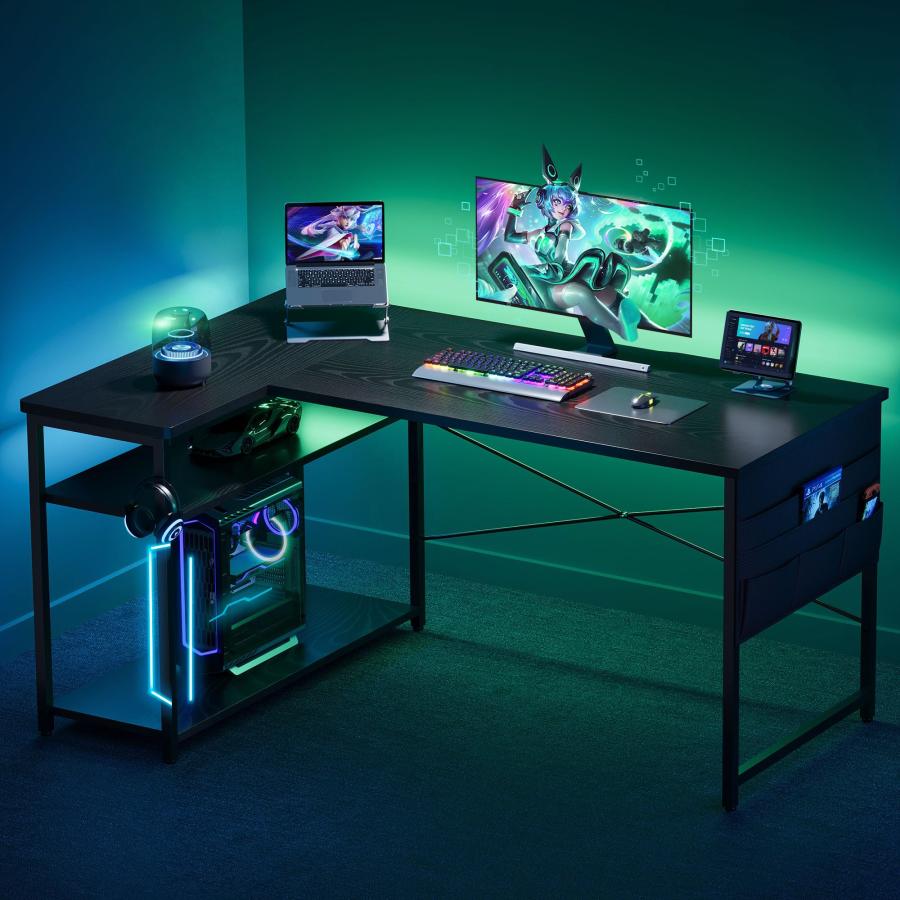 YeTom ゲーミングデスク l字デスク pcデスク 右棚左棚 幅107cm