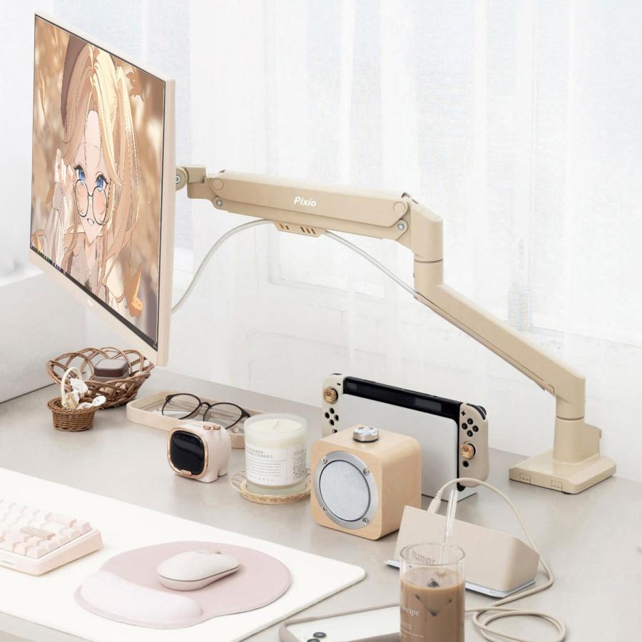 Pixio PS1S Wave Beige ベージュ モニターアーム シングル かわいい