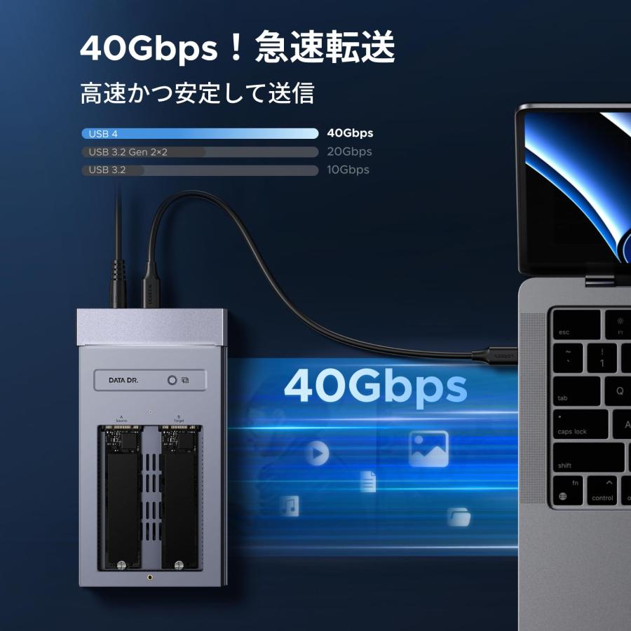 UGREEN M.2 SSD 外付けケース【USB4 40Gbps】 ssd ケース Thunderbolt