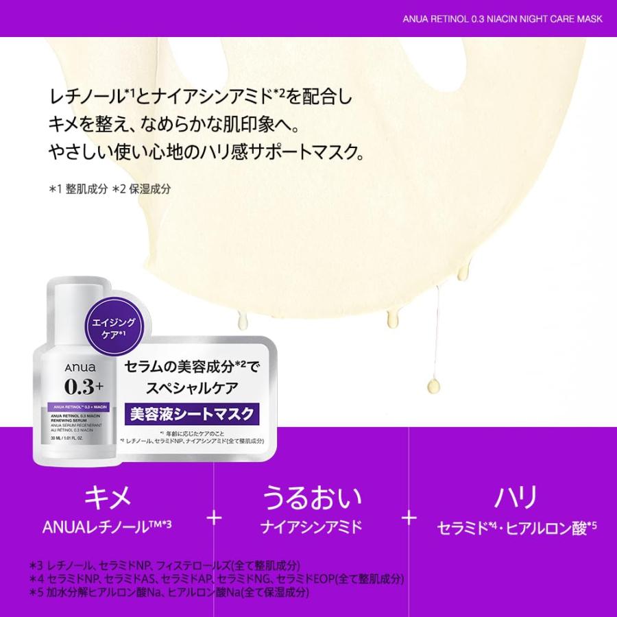 ANUA(アヌア)レチノール0.3ナイアシンナイトケアマスクパック(7枚入り