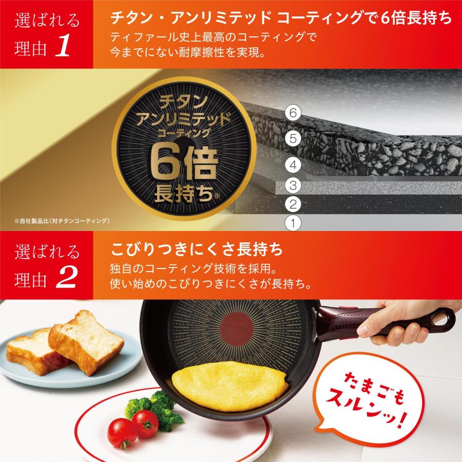 ティファール 取っ手のとれる フライパン 26cm IH ガス火対応 PFOAなど