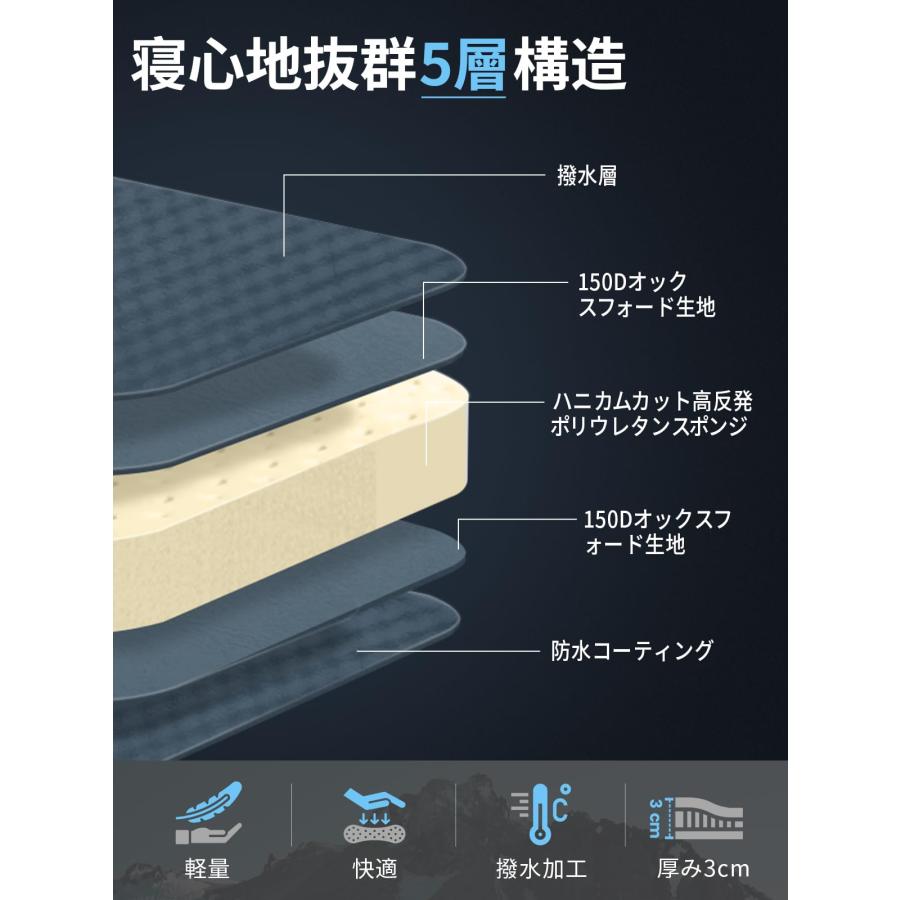 KingCamp 高反発 エアーマット シングルワイドサイズ ワイド版新登場】KingCamp エアーマット 自動膨張 196x64cm