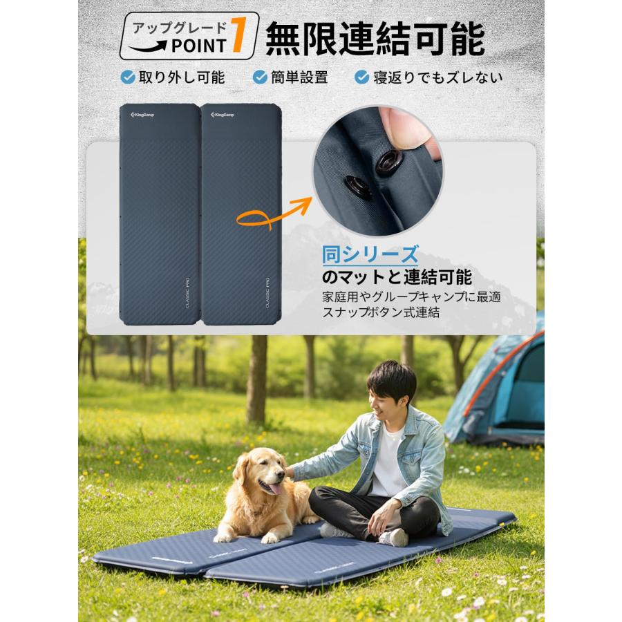 ワイド版新登場】KingCamp エアーマット 自動膨張 196x64cm