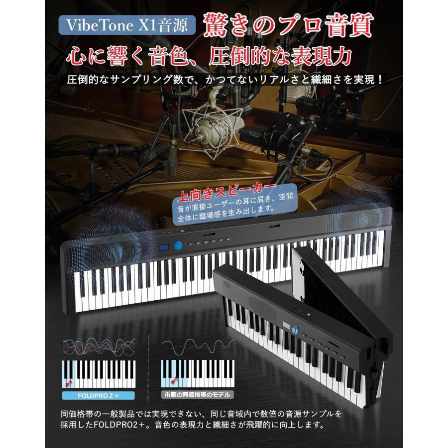 設定記憶&最先端音源】 Longeye 電子ピアノ 88鍵盤 折りたたみ式 FOLD