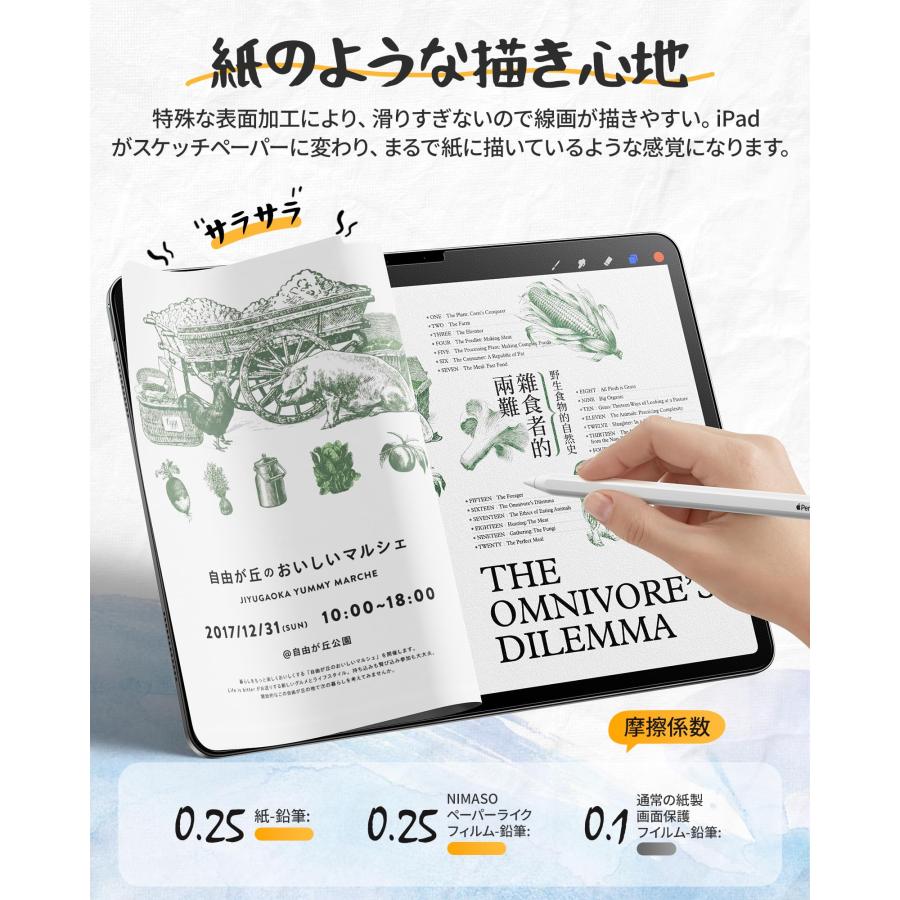 NIMASO ペーパーライクフィルム iPad Air11 M4 2026用/ Air 11 M3 第7