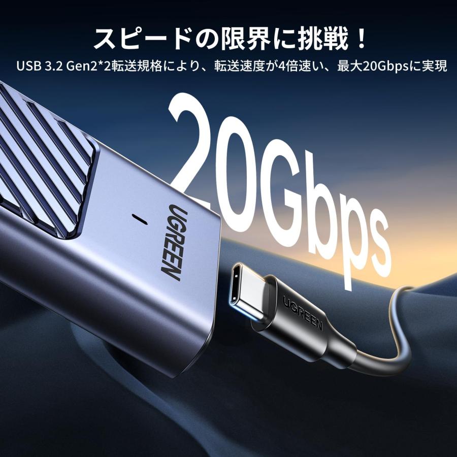 UGREEN M.2 SSD 外付けケース ケース 【USB 3.2 Gen 2×2】 20Gbps高速