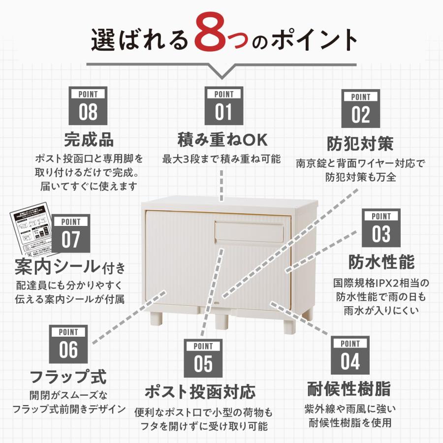 天馬 宅配ボックス 屋外 防水 簡単組立 置き配ボックス 積み重ねても受け取れる 案内ステッカー 簡単設置【容量 58L】【サイズ 幅60×奥行37_2