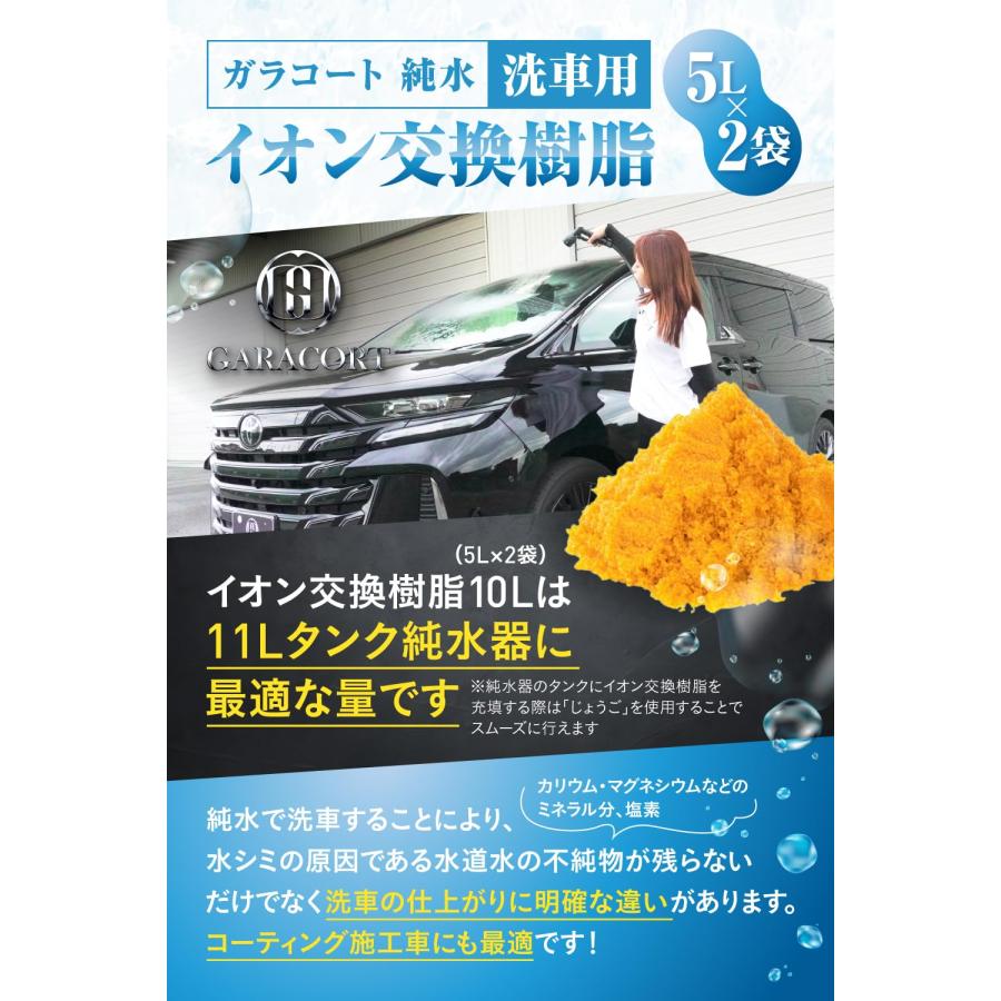 ガラコート 純水用 イオン交換樹脂 5L×2袋 純水洗車 車 洗車用
