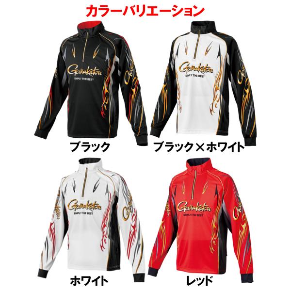 がまかつ　2WAYプリントジップシャツ(長袖)GM3814ホワイトLL Gamakatsu（がまかつ） 2WAYプリントジップシャツ(長袖) GM3814