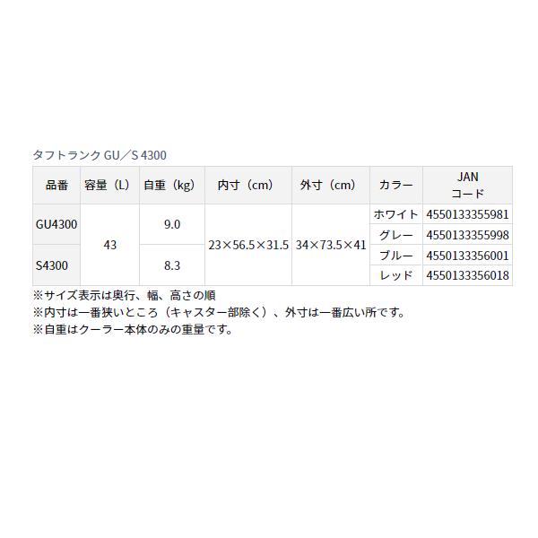 ダイワ 　タフトランク 　GU4300 　43L 　ホワイト 　（ 2023年 新製品 ） 奥１｜fuga0223｜04