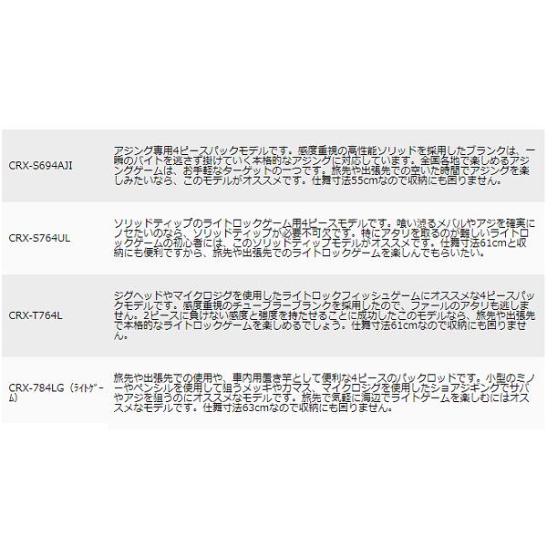 メジャークラフト 　 「三代目」クロステージ パックロッド 　4pcs Light Game 　CRX-784LG ライトゲーム 　ロッド 　 ソルト｜fuga0223｜04