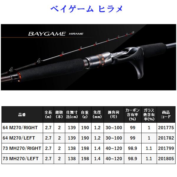 シマノ（SHIMANO） 21 ベイゲーム ヒラメ 64 M270/LEFT 左 ロッド 船竿
