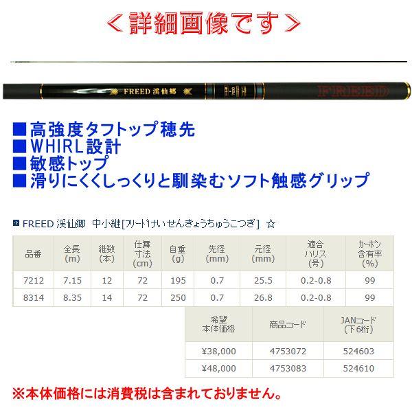 宇崎日新 　ロッド 　フリード 渓仙郷 中小継 （けいせんきょう ちゅうこつぎ） 　7212-7.15m 　渓流竿 ！　6/24 