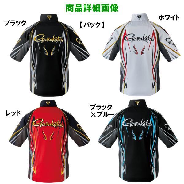 がまかつ ウェア GM3735 2WAYプリントジップシャツ(半袖) ブラック