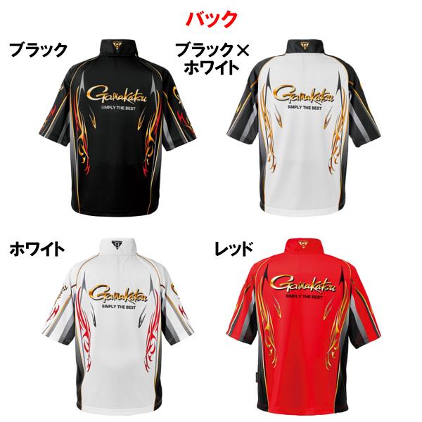 Gamakatsu（がまかつ） 2WAYプリントジップシャツ(半袖) GM3815 レッド