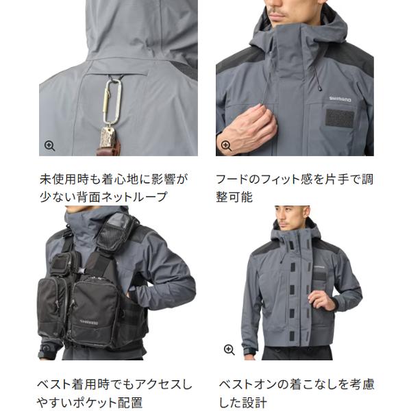 シマノ  ウェーディング レインジャケット 03  RA-065Y  ダークカーキ  Lの画像