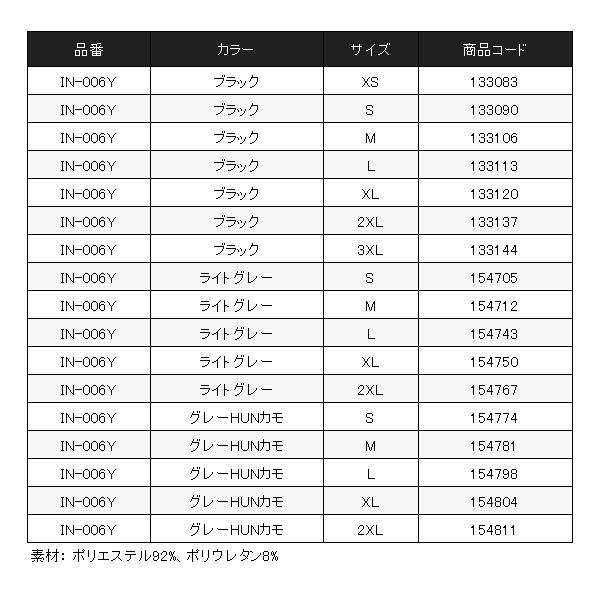 シマノ（SHIMANO） サンプロテクション インナーシャツ IN-006Y ライト