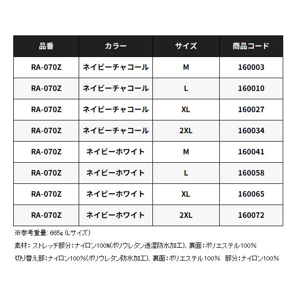 シマノ  オシアイージーケア ジャケット 05  RA-070Z  ネイビーチャコール  L  ( 2026年 4月新製品 )の画像