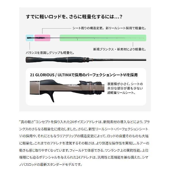 シマノ 24 ポイズンアドレナ 166M ロッド バス竿 N○ ( 2024年 3 シマノ 24 ポイズンアドレナ 166M ロッド バス竿 N○ ( 2024年 3