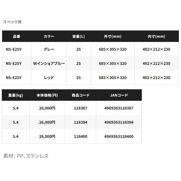 （24年4月新商品） シマノ スペーザ ライト キャスター NS-E25Y Ｗインショアブルー 25Lの画像