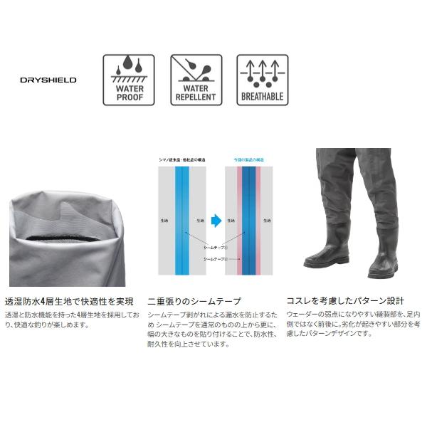 （25年1月新商品） シマノ DS4 ウェーダー ウエストハイ カットフェルト FF-040Y チャコール XSサイズの画像