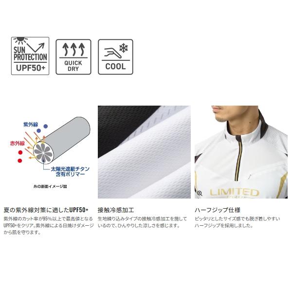 （26年3月新商品） シマノ リミテッド プロ ハーフジップシャツ ショートスリーブ SH-125Y リミテッドブルー Sサイズの画像