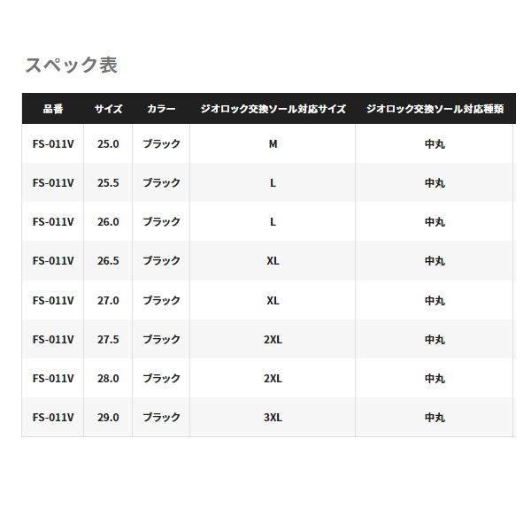 ≪22年9月新商品！≫ シマノ ジオロック カットラバーピンフェルト ロックショア ドライシューズ FS-011V ブラック 27.0cm 