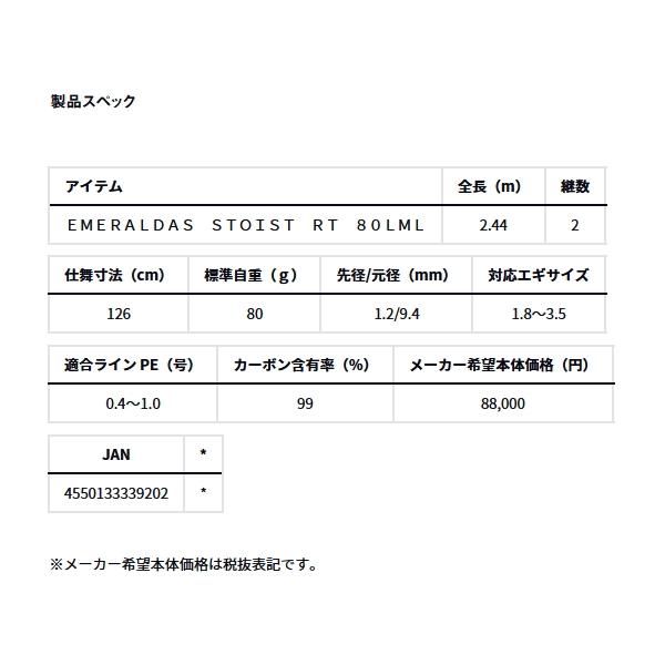 DAIWA（ダイワ） （24年7月新商品） エメラルダス ストイスト RT 80LML