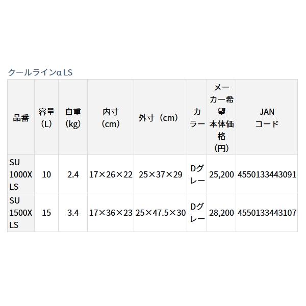（23年9月新商品） ダイワ クールライン α ライトソルト SU 1500X Dグレー 15Lの画像