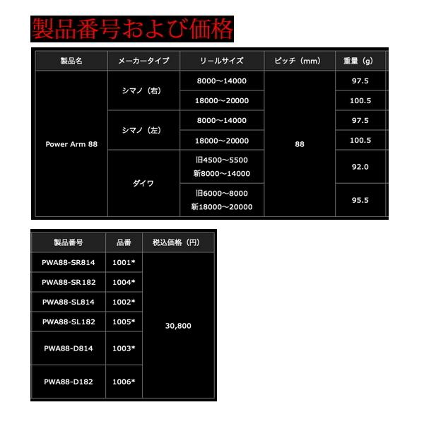 リブレ パワーアーム 88 PWA88-SR182 シマノ18000〜20000番右巻き