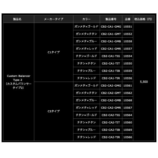 リブレ カスタムバランサー タイプ2 シマノ＆ダイワ共通 C1タイプ CB2