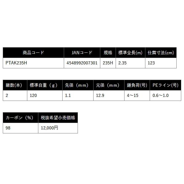（25年3月新商品） PROX パワーテンヤ エアーK PTAK235H （仕舞寸法 123cm） （保証書付）の画像