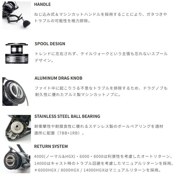 アブガルシア　テイルウォーク　シマノ　スピニングリール 4点セット まとめ売り tailwalk（テイルウォーク） （26年5月新商品） ステルス 4000 （小型