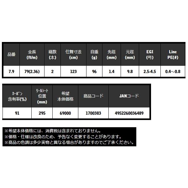 ≪'23年11月新商品！≫ 宇崎日新 レスターホープ 7.9 MH 〔仕舞寸法 123cm〕 【保証書付】｜fugashop2｜04