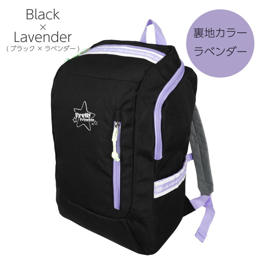 スクエアリュック PrettyPrincess プリティプリンセス Casualシリーズ 20L キッズ 女の子 小学生 塾 習い事 旅行 黒 ブラック グレー｜fuji-bag-collection｜12