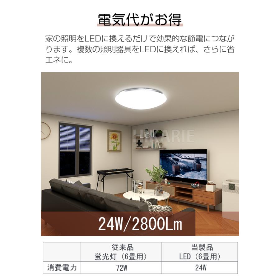 led シーリングライト おしゃれ 調光調色 PSE電気 6畳 4.5畳4畳3畳 24w