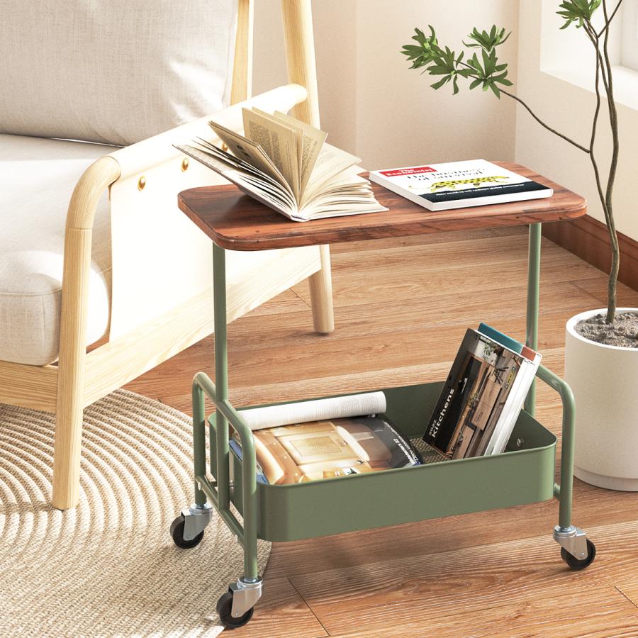 木製二段キッチンワゴン 楽天市場】ヴィンテージ風な仕上がり 木製 2段ワゴン キャスター付き