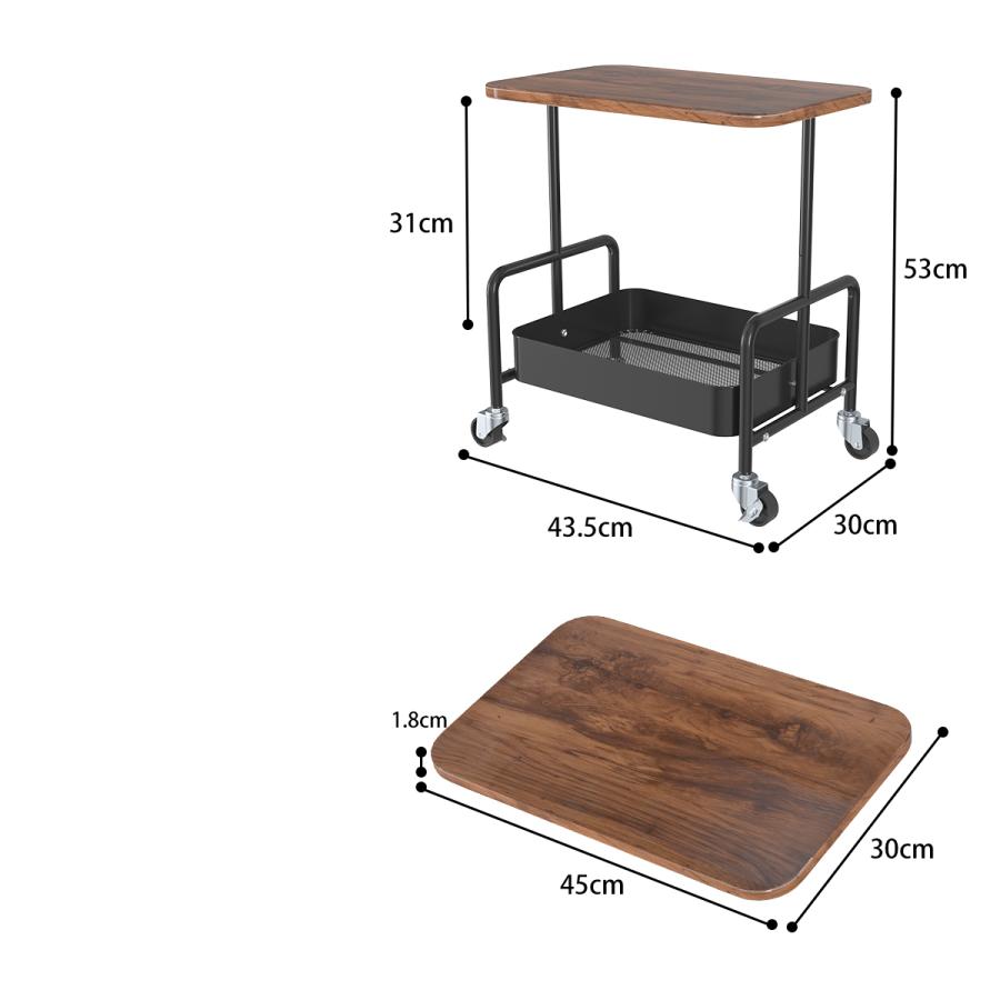 キッチンワゴン 天板付き スリム キャスター付き 2段 木製 おしゃれ