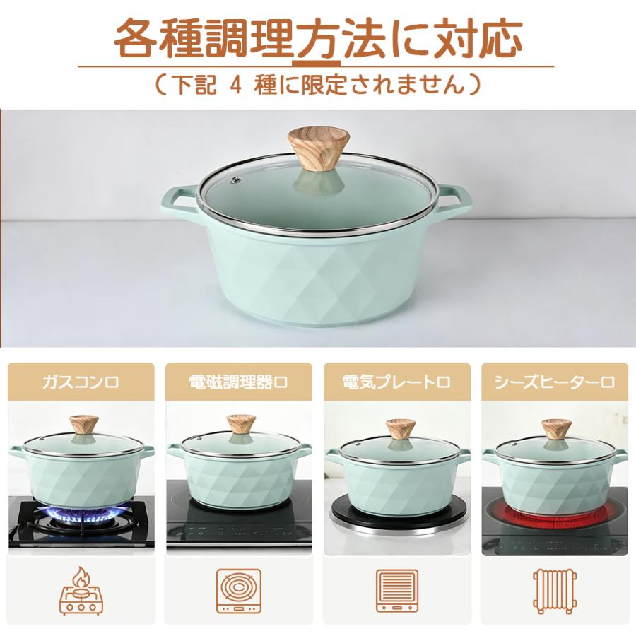 両手鍋 IH対応 20cm 24cm ガラス蓋付き 多機能調理鍋 蒸し鍋 卓上鍋 しゃぶしゃぶ鍋 煮込み鍋 焼き 炒め 茹で お手入れ簡単 |  | 08
