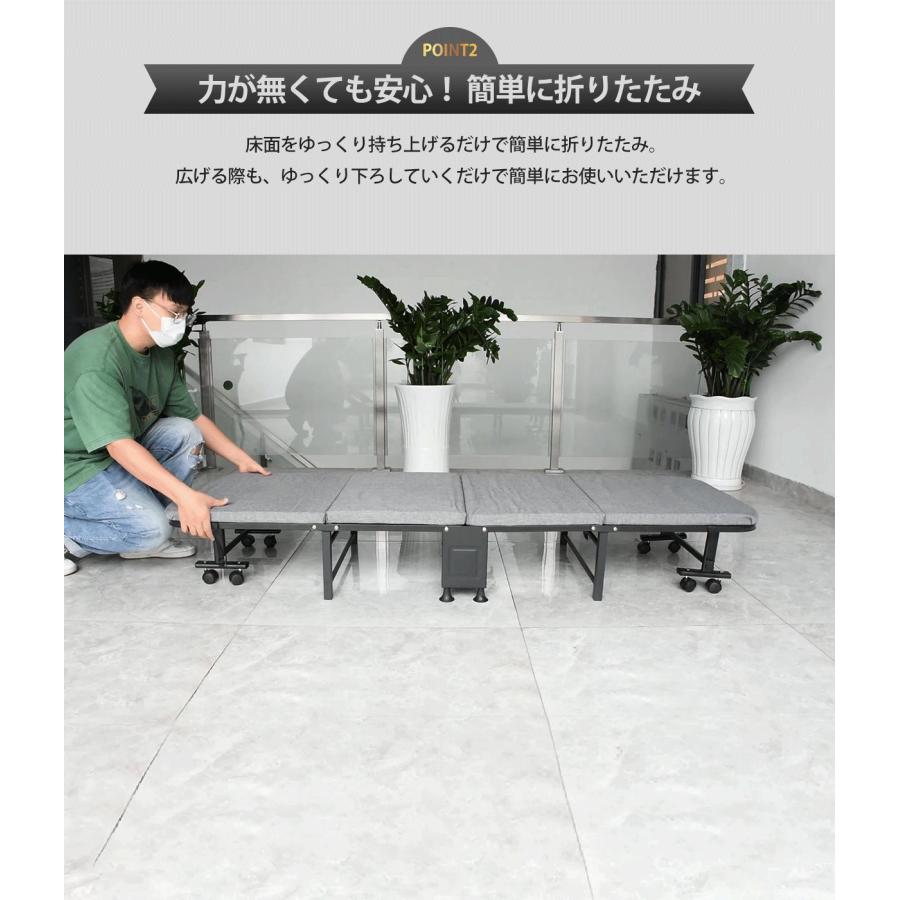 折りたたみベッド キャスター付き グレー 90kg耐荷重 【公式通販】