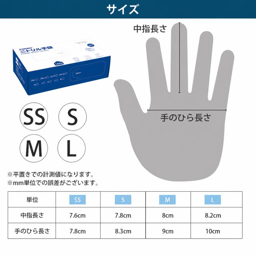 ニトリル手袋 1000枚 100枚×10箱 業務用 ニトリルゴム100％ 厚手 食品