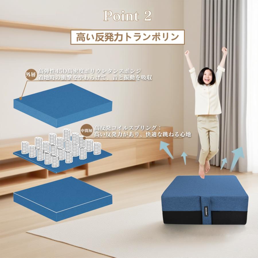 トランポリン、専用クッションシート付き トランポリン クッション【65x65cm】大型 高反発 室内用 子供用 大人用